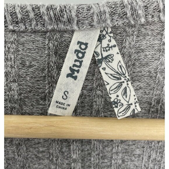 Mudd Heathered‎ Gray Ribbed Soft Square Neck DIY Cropped Sweater Size S, Y2K - Picture 5 of 8